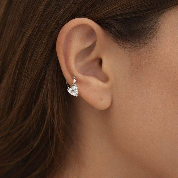 Silver Heart Solitaire Bali Earrings