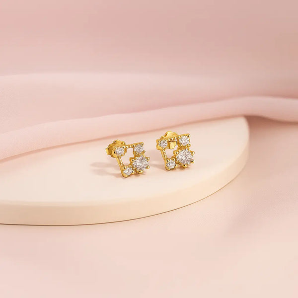 Gold-Plated Sparkle Cluster Stud Earrings in 925 Sterling Silver