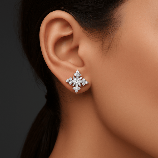 Silver Starburst  Stud Earrings