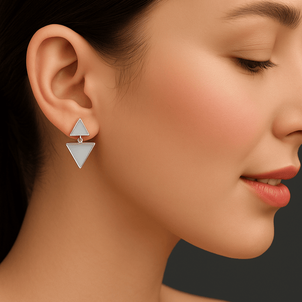 Silver Triangle Mother-of-Pearl Drop Earrings
