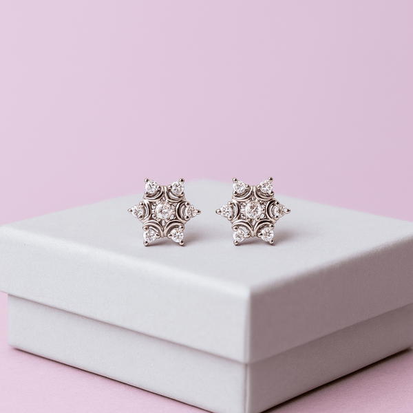 Silver Star zircon Stud Earrings