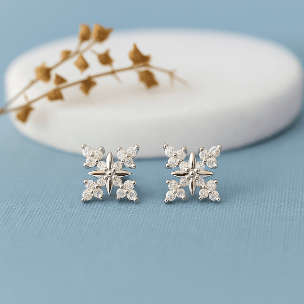 Silver Starburst  Stud Earrings