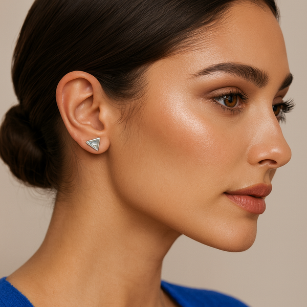 Elegant Triangle Mother-of-Pearl Silver Stud Earrings