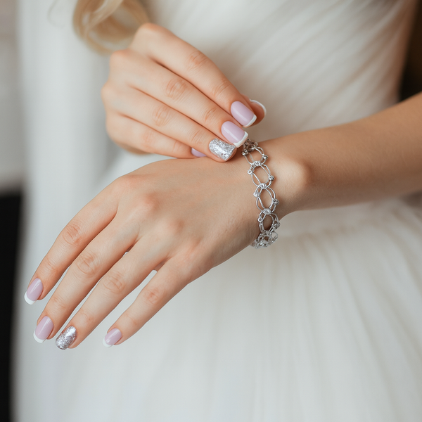 Elegant Silver Floral CZ Bracelet | Flexible Bangle