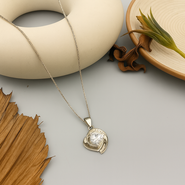 Silver Sparkling Round Stone Pendant