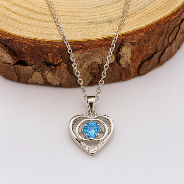 Silver Blue Heart Stone Pendant