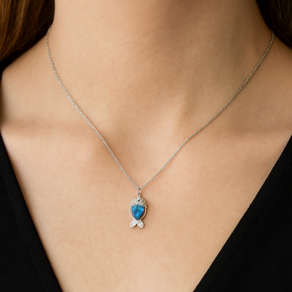 Silver Blue Fish Pendant