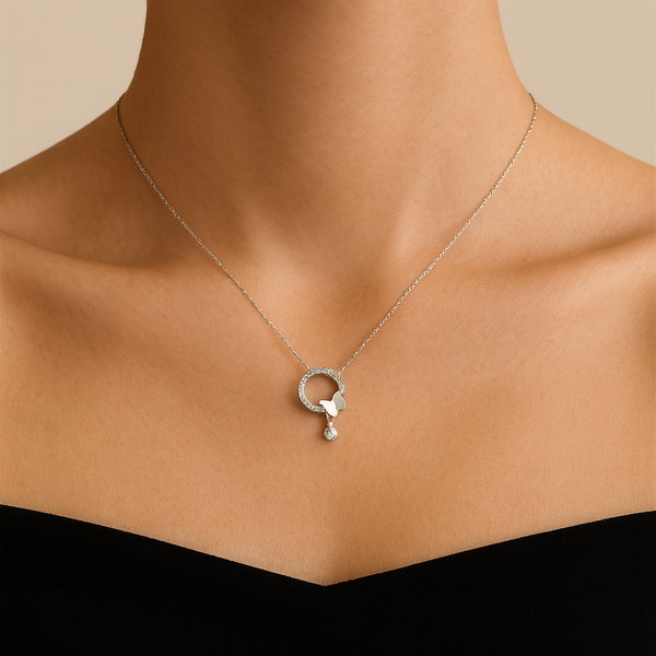 Silver  Circle Dove Pendant