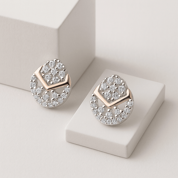 Sparkle Teardrop Silver Stud Earrings