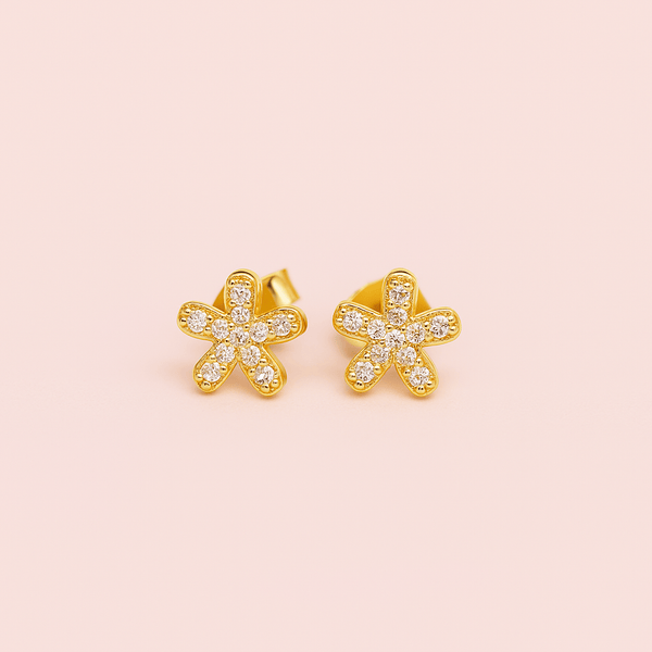 Silver Gold-Plated Starflower  Stud Earrings