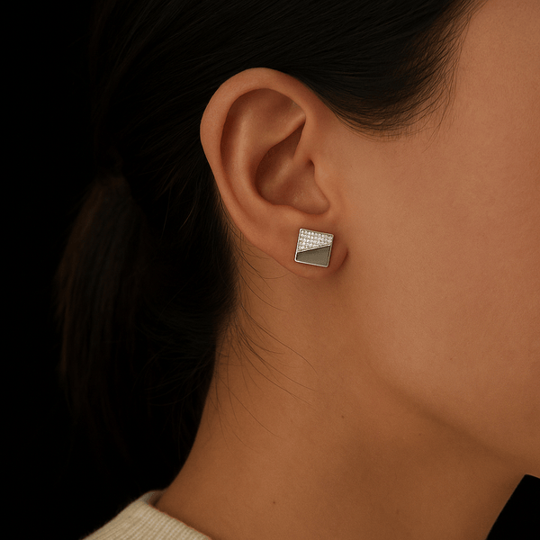 Square Mother of Pearl sterling Silver Stud Earrings