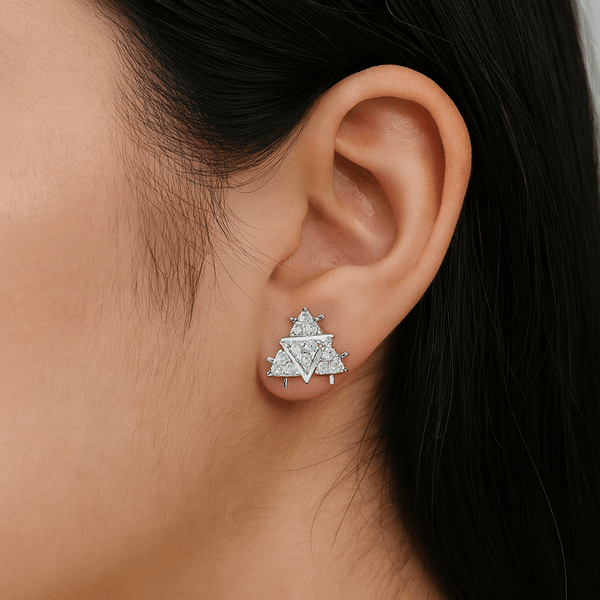 Tri-Cluster 925 Silver CZ Stud Earrings