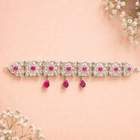 Floral Ruby Silver Guluband