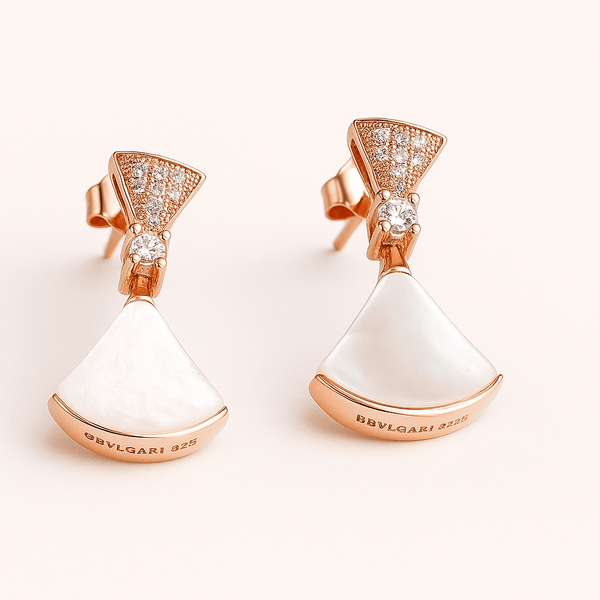 Silver Rose Gold Mother-of-Pearl Drop Earrings