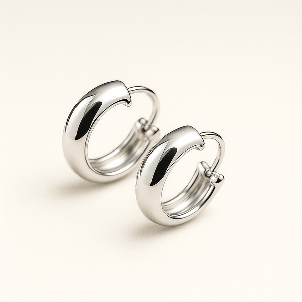 Silver Huggie Hoop Earrings in 925 Sterling Silver