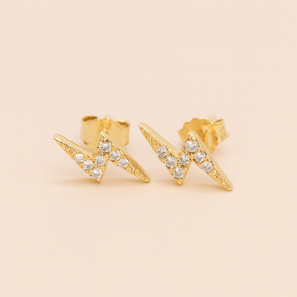 Silver Gold-Plated Lightning  Stud Earrings
