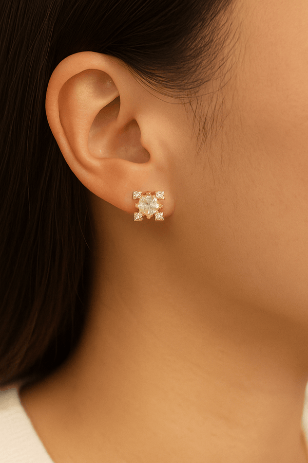 Silver Gold-Plated Snowflake CZ Stud Earrings