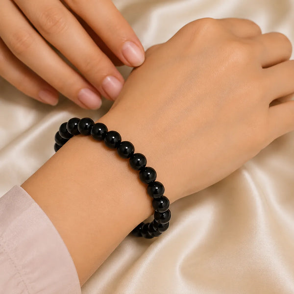 Classic Black Stone Beaded Bracelet
