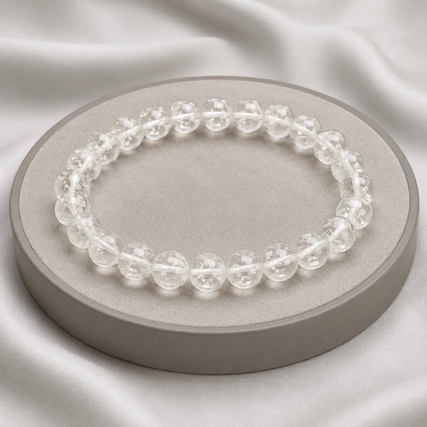 Clear Quartz Crystal Beaded Stone Bracelet