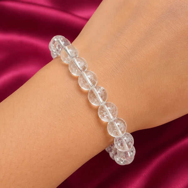 Clear Quartz Crystal Beaded Stone Bracelet