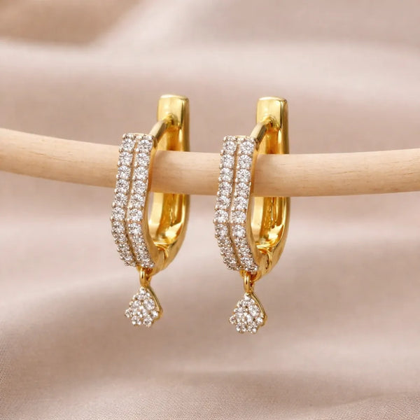 Crystal Drop Hoop Earrings