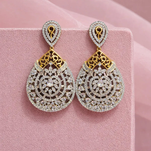 Crystal Filigree Drop Anti-Tarnish Earrings