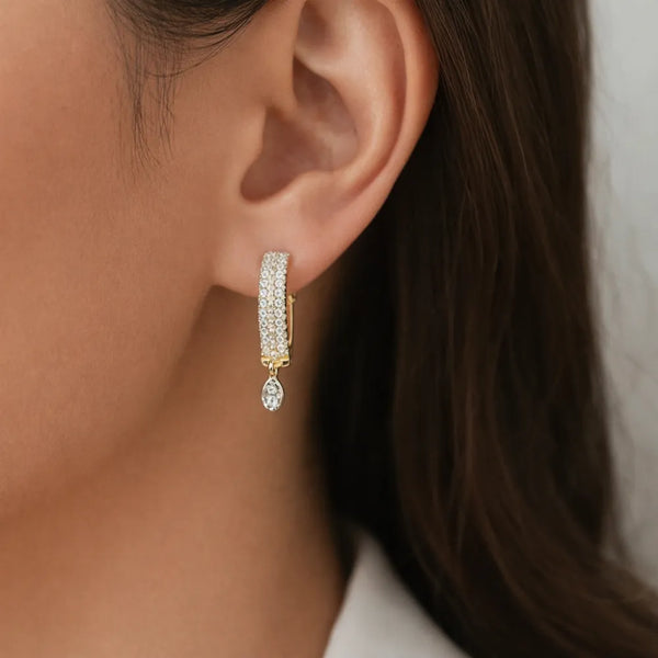 Crystal Hoop Drop Anti-Tarnish Earring