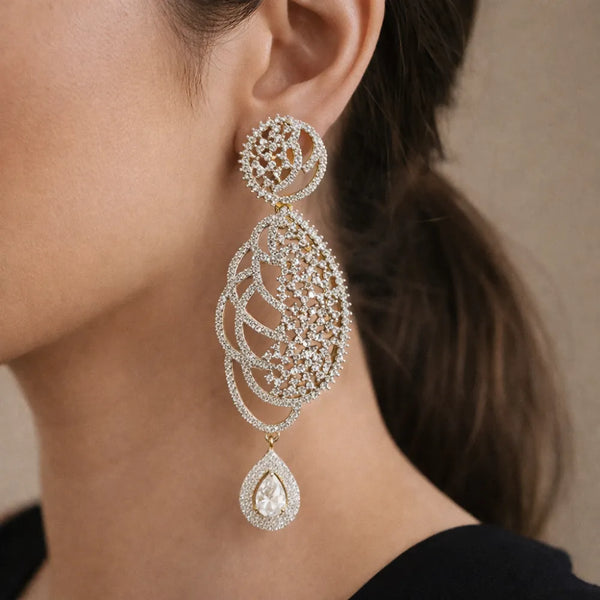 Crystal Leaf Drop Anti-Tarnish Earrings