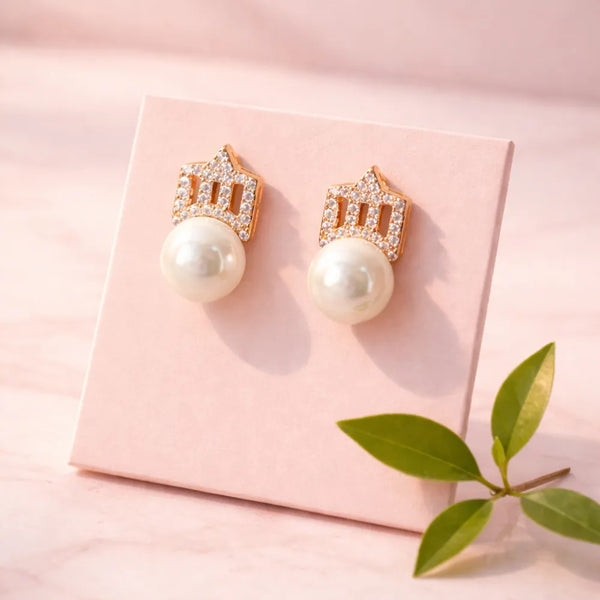 Crystal Pearl Stud Earrings (Anti-Tarnish)