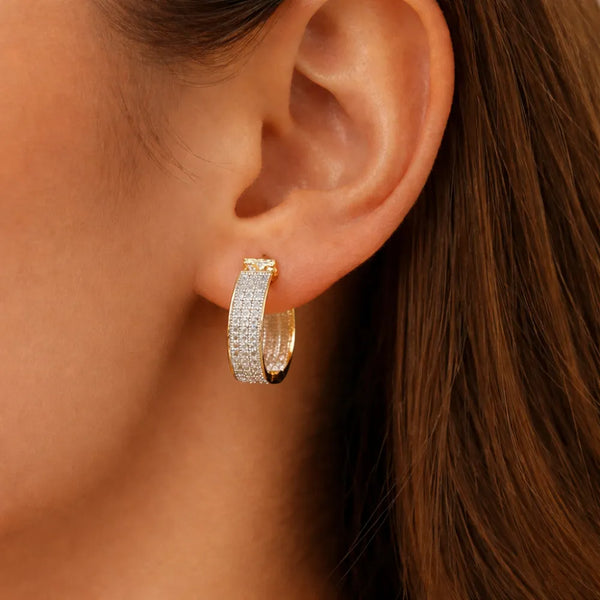Crystal Studded Hoop Anti-Tarnish Earrings