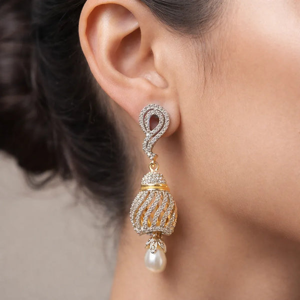 Crystal Swirl Jhumka Anti-Tarnish Earrings