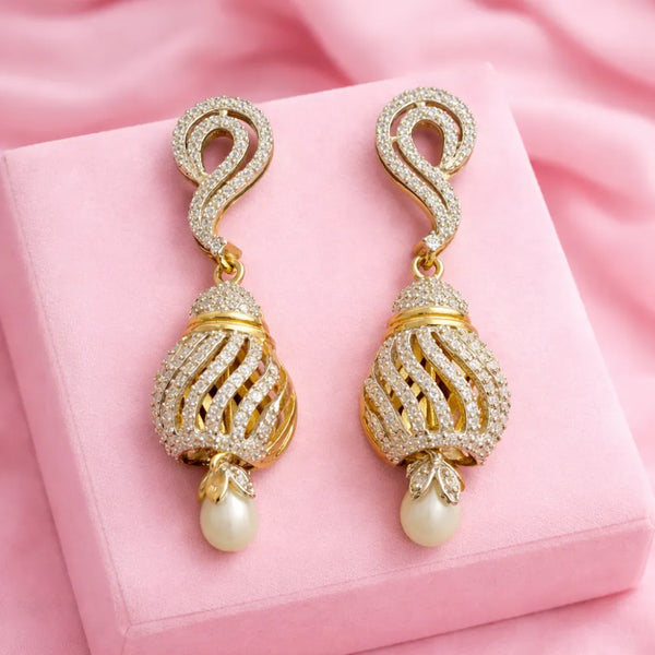 Crystal Swirl Jhumka Anti-Tarnish Earrings