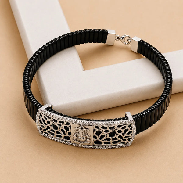 Divine Ganesha Silver Bracelet Rakhi