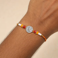 Divine Ganesha Silver Rakhi with Colourful Beads for Raksha Bandhan by Frolic Jewels