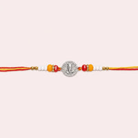 Divine Ganesha Silver Rakhi with Colourful Beads for Raksha Bandhan by Frolic Jewels
