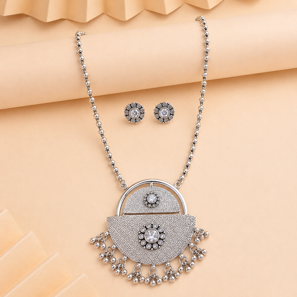 Elegant Silver Pendant Necklace Set for Women | Frolic Jewels