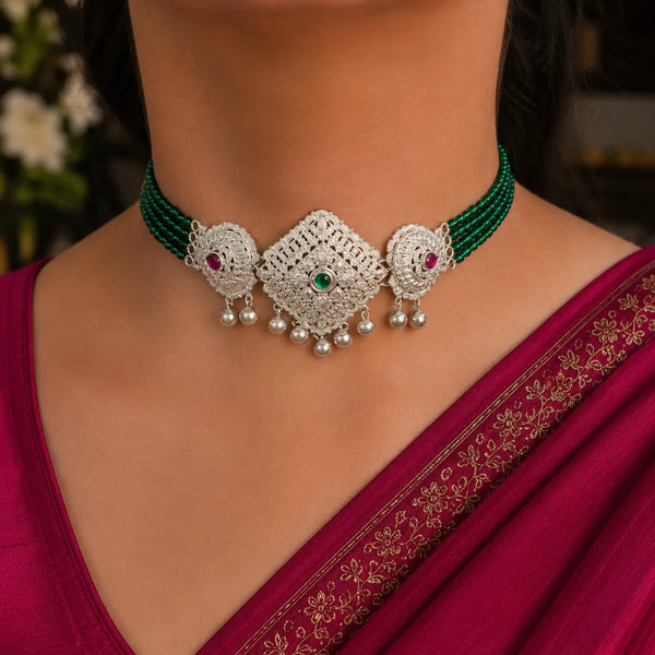 Emerald Grace 925 Silver Choker