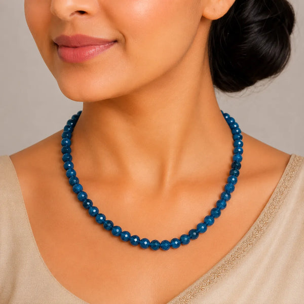 Faceted Blue Quartz Crystal Beaded Mala