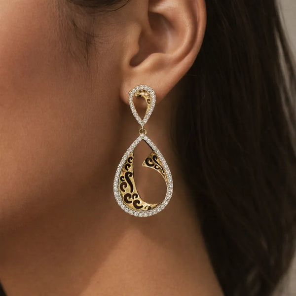 Filigree Teardrop Anti-Tarnish Earrings