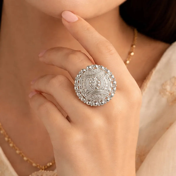 925 Silver Floral Filigree Ring