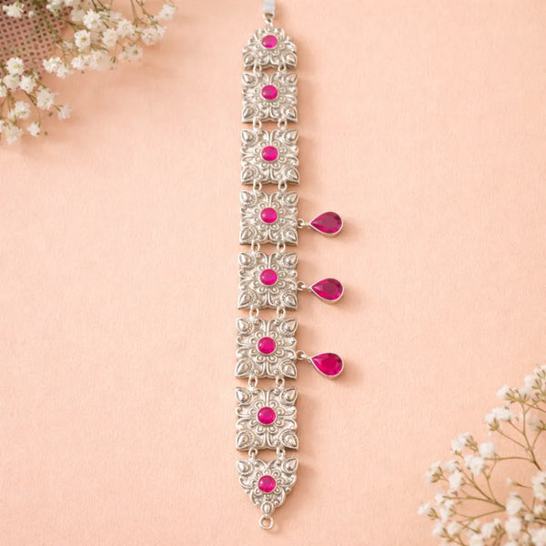 Floral Ruby Silver Guluband