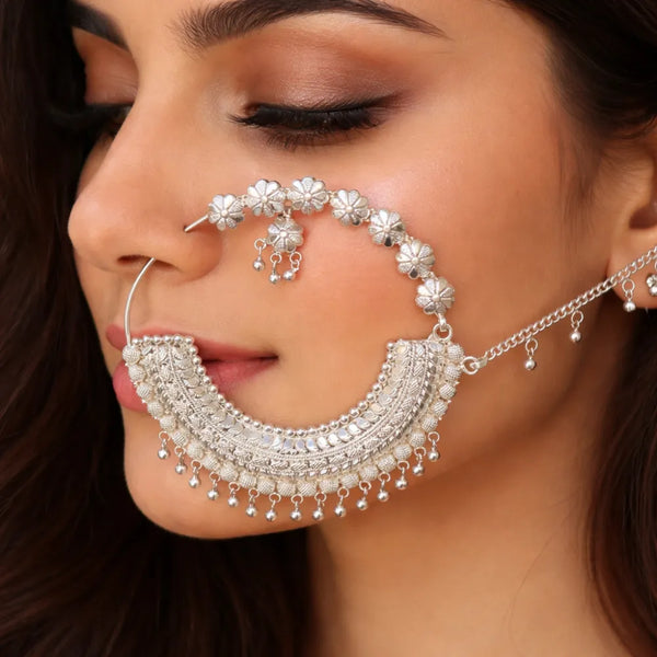 925 Silver Floral Traditional Nath