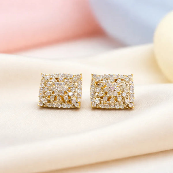 Floral Square Stud Anti-Tarnish Earrings