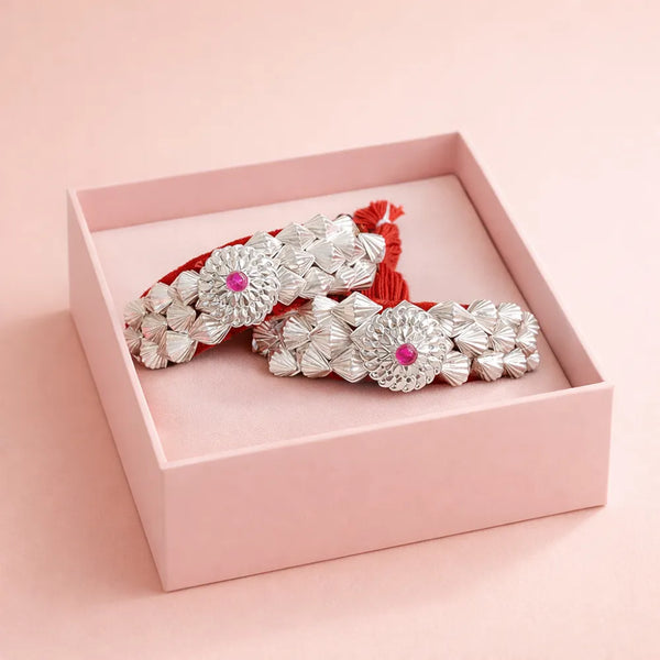 Ruby Stone Silver Pounchi