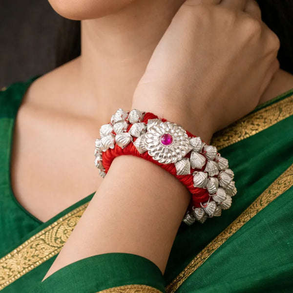 Ruby Stone Silver Pounchi