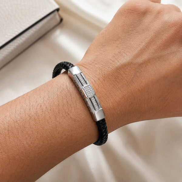 Geometric Crystal Silver Bracelet Rakhi