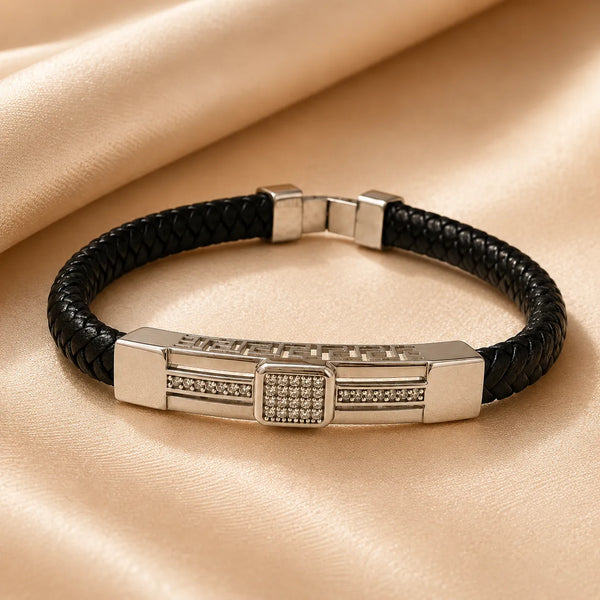 Geometric Crystal Silver Bracelet Rakhi