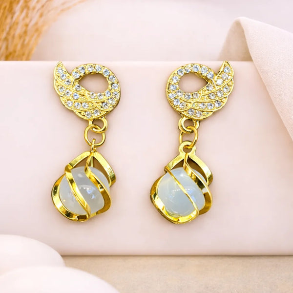 Gold-Tone Crystal & Stone Drop Anti-Tarnish Earrings