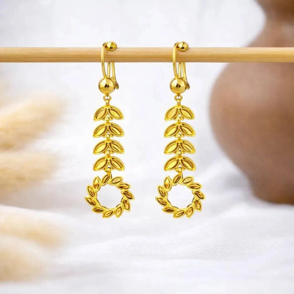 Gold Leaf Wreath Drop Anti-Tarnish Earrings
