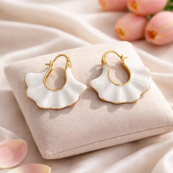 Gold Rim Shell Drop Earrings